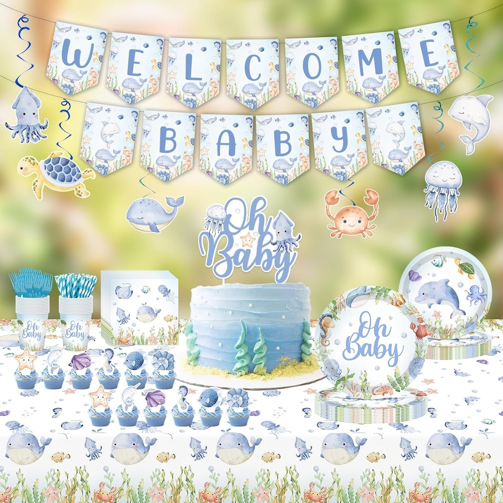 Under the Sea Baby Shower Party Supplies Disposable Tableware Set